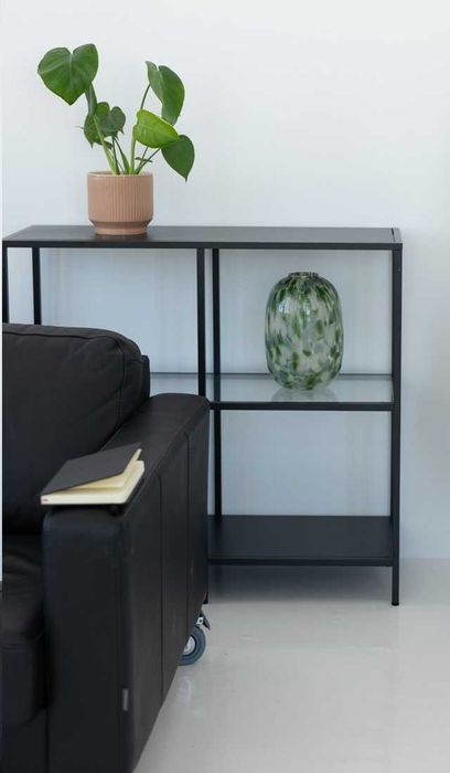 VITTSJÖ Regał ikea czarny szkło 100x93 cm