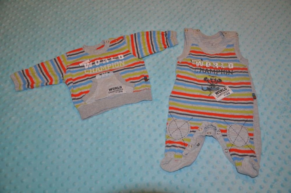 Śliczny komplet dla niemowlaka śpiochy i bluza r. 62 cm paski TupTup