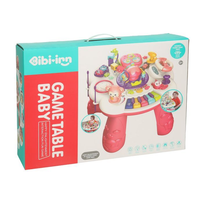 Stolik Edukacyjny Pianinko Sorter Telefon Perkusja Z Dźwiękiem Różowy