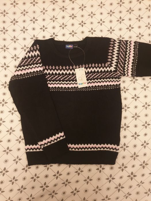 Sweter sweterek dziewczęcy 122/128 wzór nordycki wiosna na wiosnę