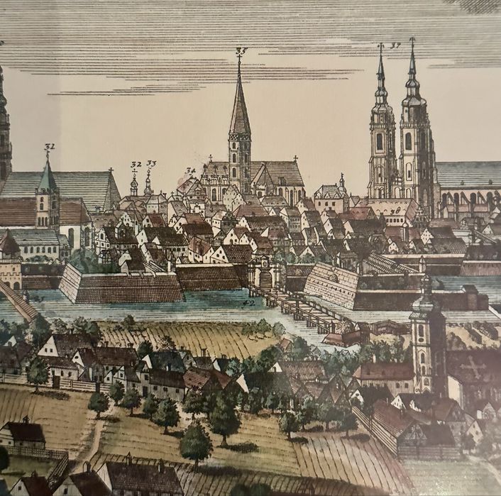 Grafika Panorama Breslau Wrocław  F.B.Werner