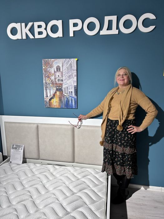 Ліжко  якісне міцне на 160 кремове крашене МДФ  з нішею і механізмом