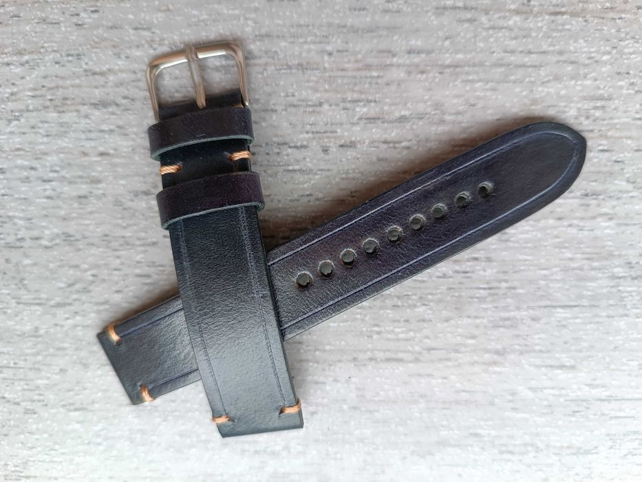 Ciemnogranatowy skórzany pasek zegarka 18 mm