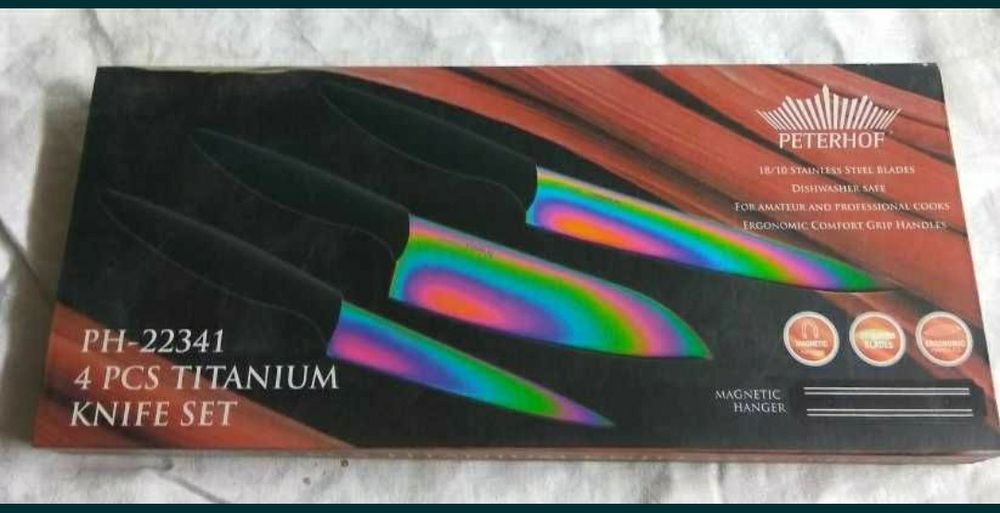 Noże Titanium 3szt listwa magnetyczna