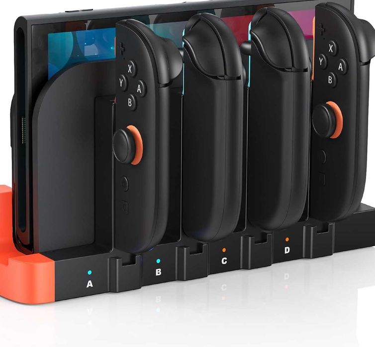 Base de Carregamento Sem Fios para Nintendo Switch 2 – Carregador Rápido para até 4 Joy-Con, Indicadores LED e Carregamento Magnético novo