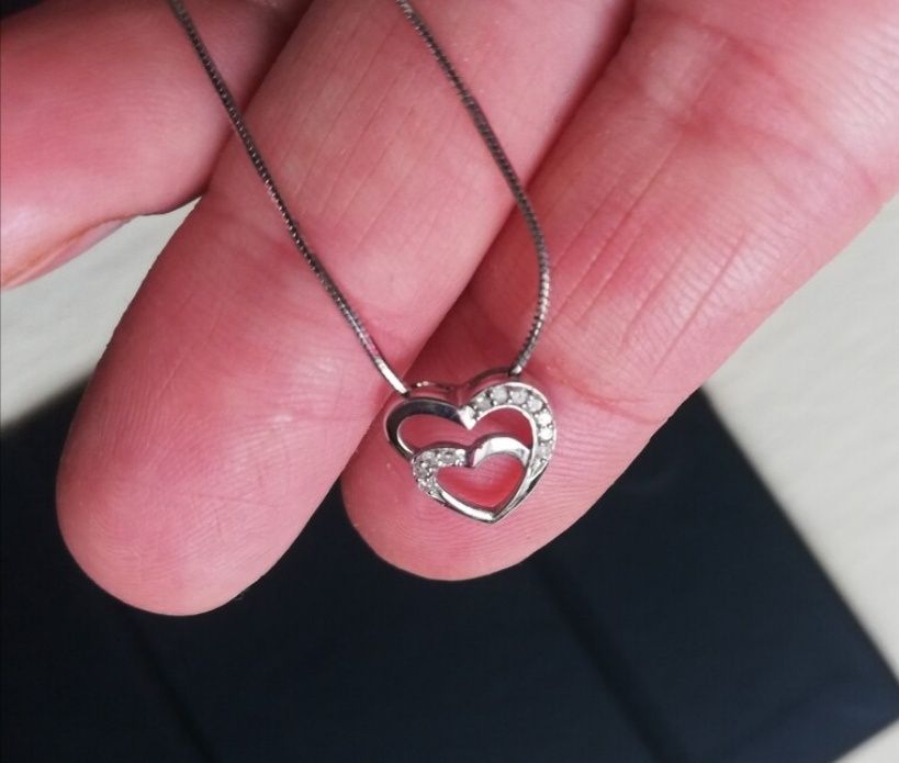 Кулон зі справжніми діамантами Diamanta Paris 375 проби  біле золото.