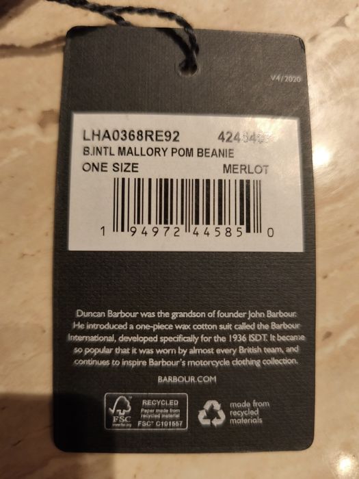 BARBOUR czapka damska nowa z metką