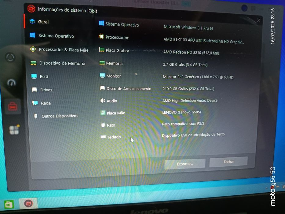 Portátil Lenovo G 505 AMD E1 2100