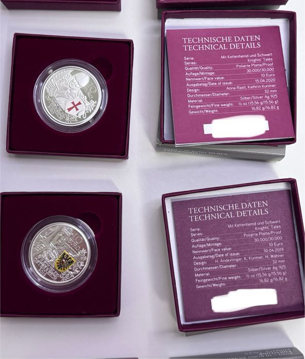 Moedas Austria Euros Prata e Cobre Colecao completa