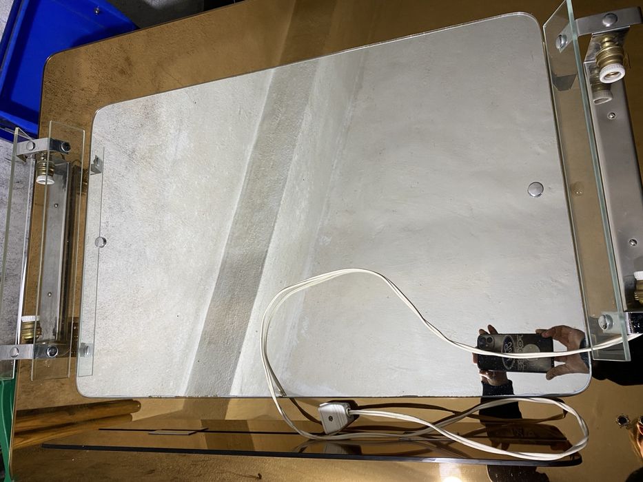 Espelho de wc com prateleira e luz