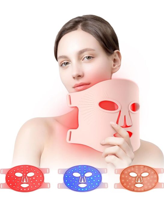 Maska na twarz LED, terapia światłem