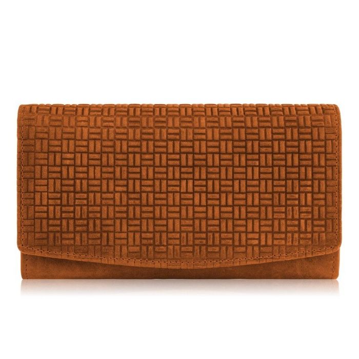 portfel damski skórzany w stylu vintage duży pomarańczowy paolo