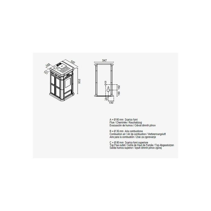 Piec piecyk kominek kaflowy na pellet - Alina 9kW raty 0% Kremowy