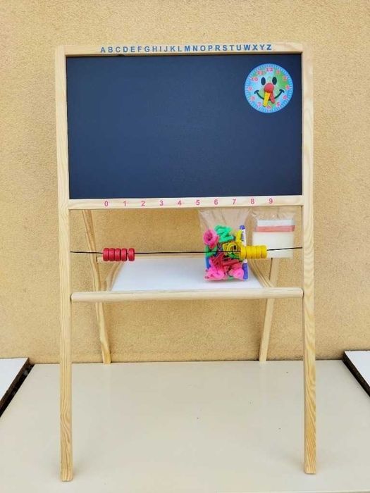 TABLICA drewniana MAGNETYCZNA kredowa 2w1 ZEGAR