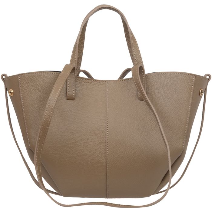 VERA PELLE torebka damska skórzana shopper mała rozpinana V695 taupe