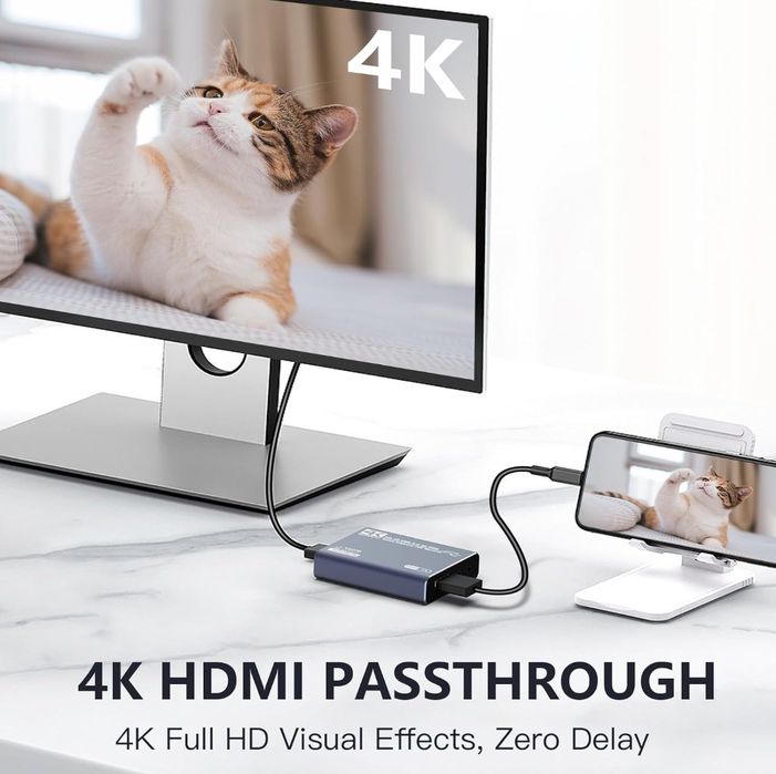 Balabaxer 4K Audio Video Capture karta USB 3.0 z kablem HDMI Full HD 1