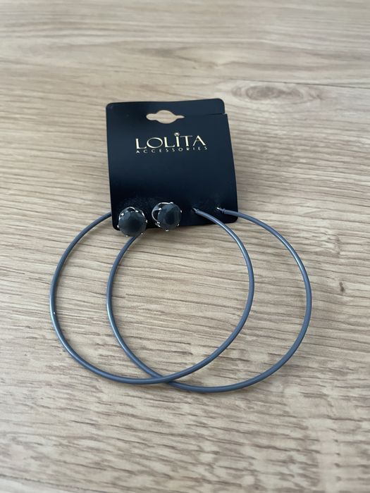 Zestaw kolczyków 2 pary, szare duże kółka