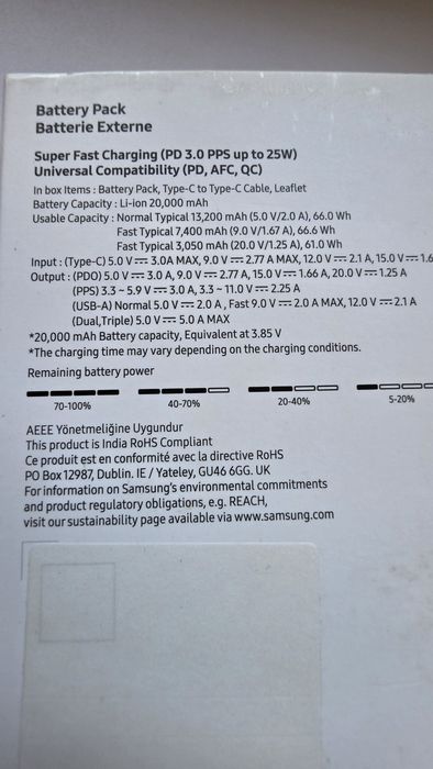 Power Bank Samsung 20000mAh super fast charging