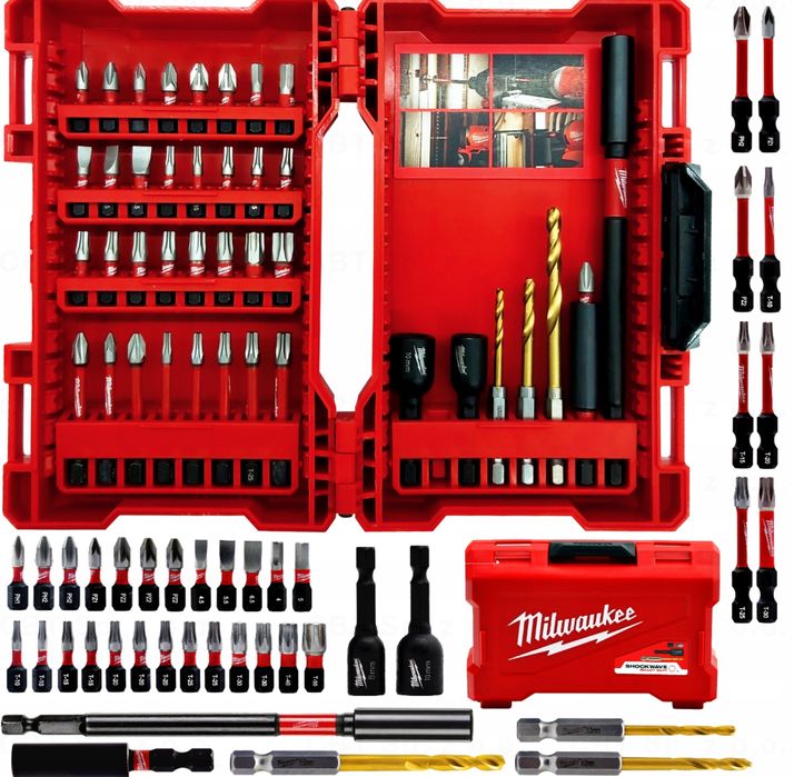 Zestaw bitów udarowych 40 elementów SHOCKWAVE MILWAUKEE plus wiertła