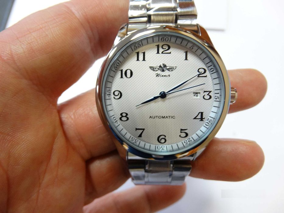 Zegarek automatyczny Winner 40mm bransoleta biała tarcza klasyczny box