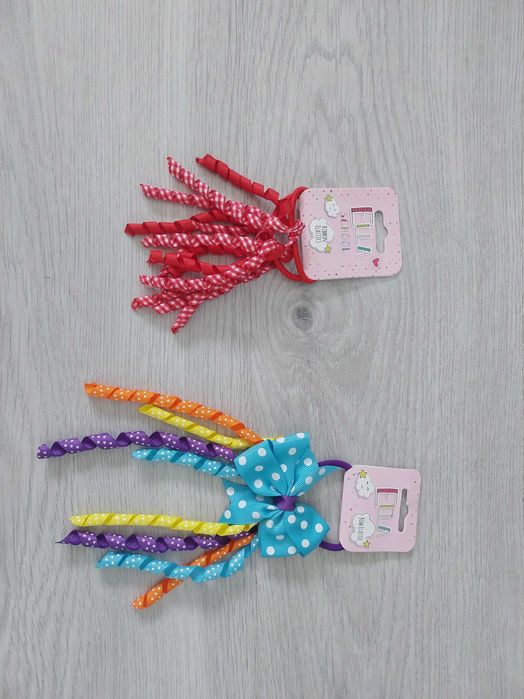 Gumki do włosów kokarda zakręcona wstążka gumka