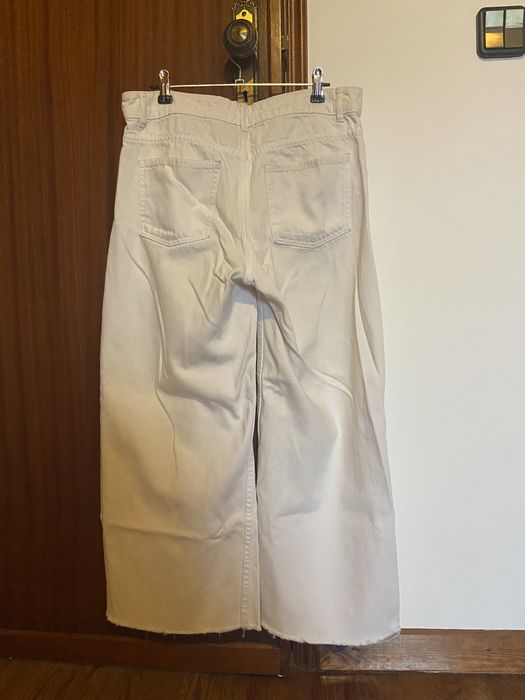 Calças wide leg brancas da zara