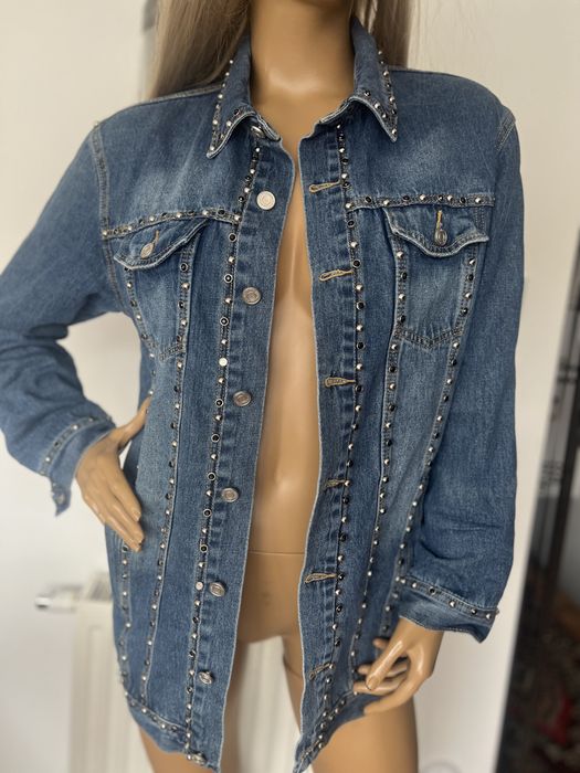 MISSGUIDED długa kurtka jeansowa 34 XS bluza katana