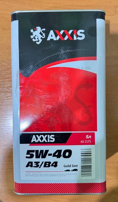 Олива моторна AXXIS 5W-40 A3/B4 Gold Sint (Каністра 5л)