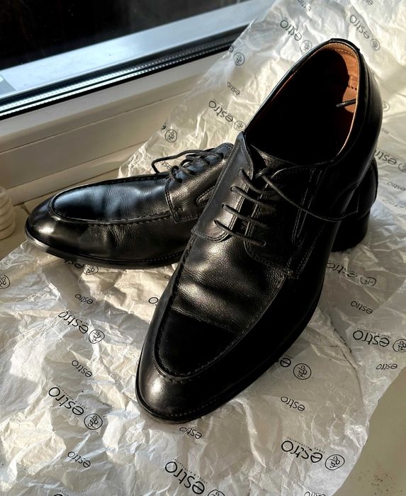 Чорні шкіряні лофери від ESTRO/ розмір 43, одягались на весілля 1 раз