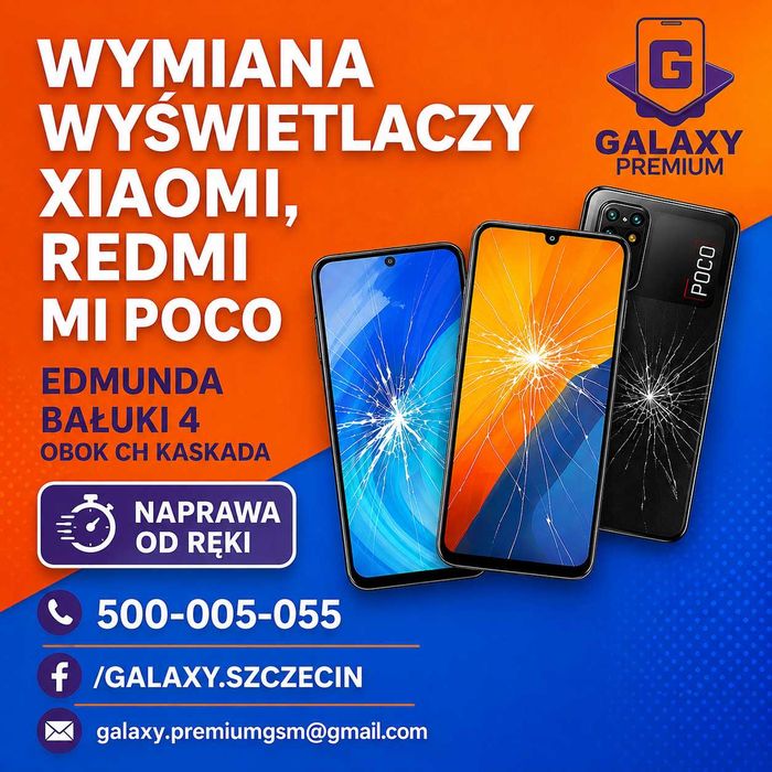 Wymiana ekranów Xiaomi, Redmi, Poco, Mi szybko bez utraty danych