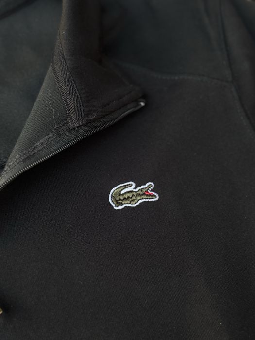 Полузамок Lacoste 1/3 зип мужской Лакост воротник Лакоста черный білий