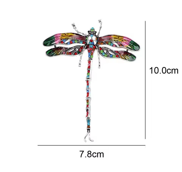 Ważka duża kolorowa broszka