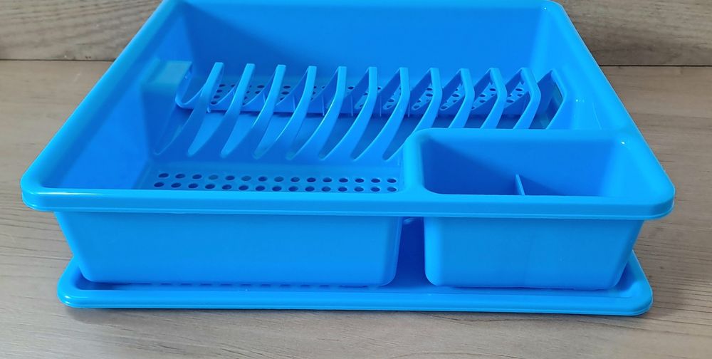 Escorredor louça azul com tabuleiro 36x33cm