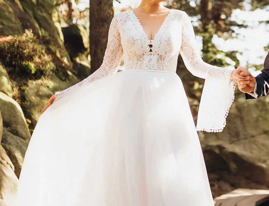 Suknia ślubna DARAYA IVORY Mari Lill z rękawkami