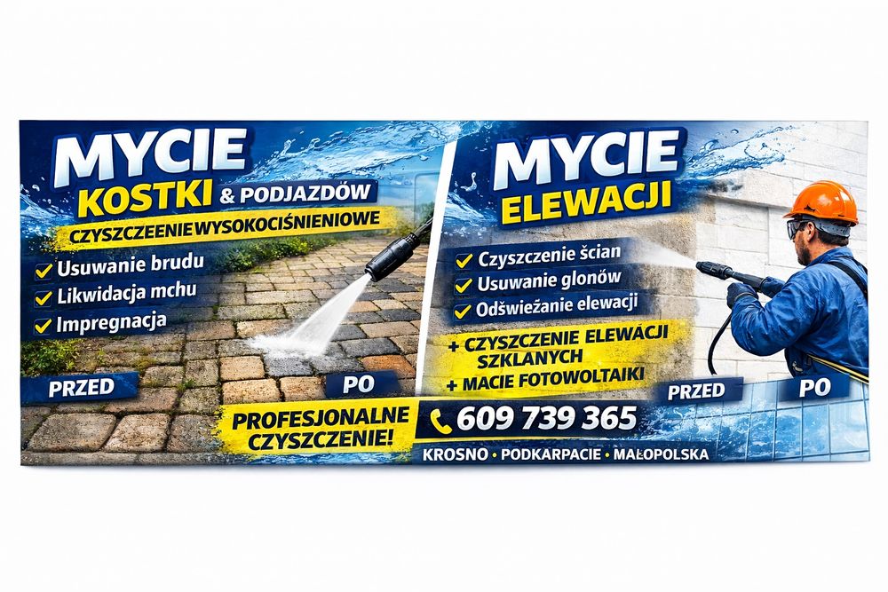 Mycie kostki brokowej,elewacji