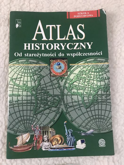 Zestaw atlas geograficzny, historyczny + mapy konturowe, książki