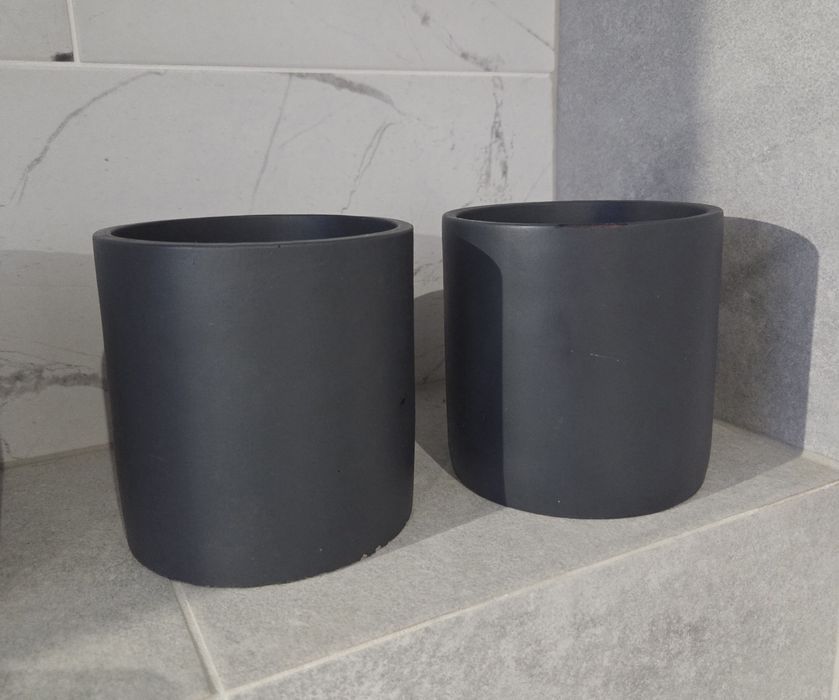 2x Doniczka Betonowa Loft Minimalistyczna Czarny Mat Scandi Boho
