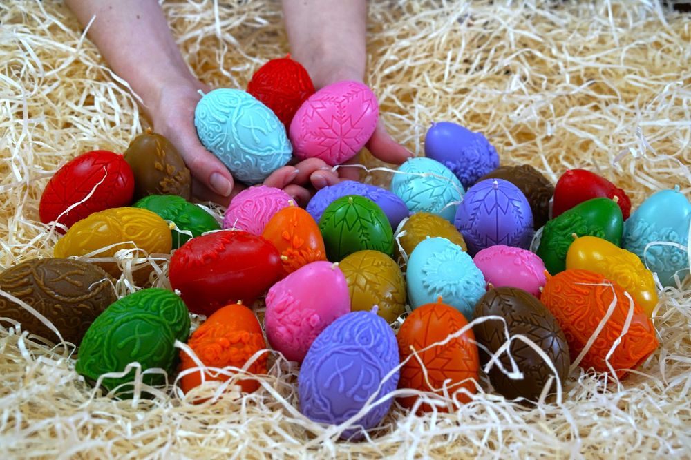 Великодні свічки, Пасхальні яйця, свічка заєць, свічка паска, свічки