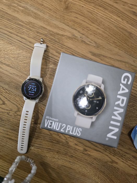 Zegarek garmin venu 2 plus bialy złoty sportowy