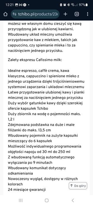 Ekspres kapsułkowy Tchibo Cafissimo milk