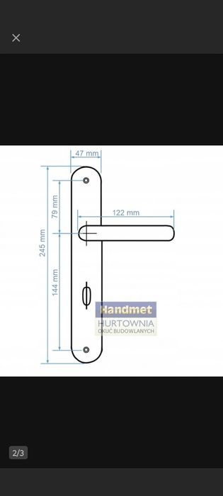Klamka drzwiowa Tipo nikiel satyna łazienkowa.