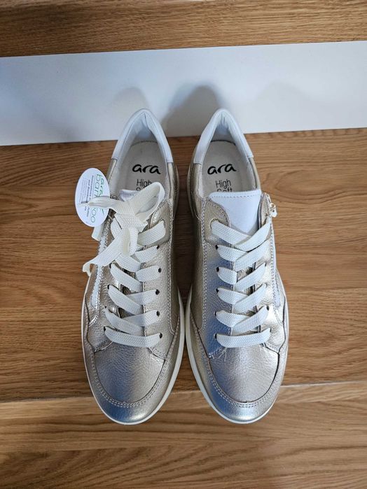 ARA Sneakersy damskie, niskie, kolor platynowo- biały, rozmiar 40