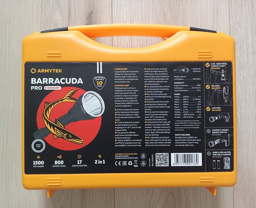 Latarka szperacz Barracuda Pro (White) / 1500 lumenów / Armytek