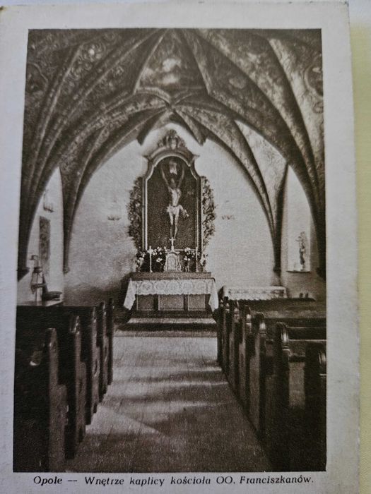 Stara pocztówka Opole wnętrze kaplicy kościoła OO. Franciszkanów