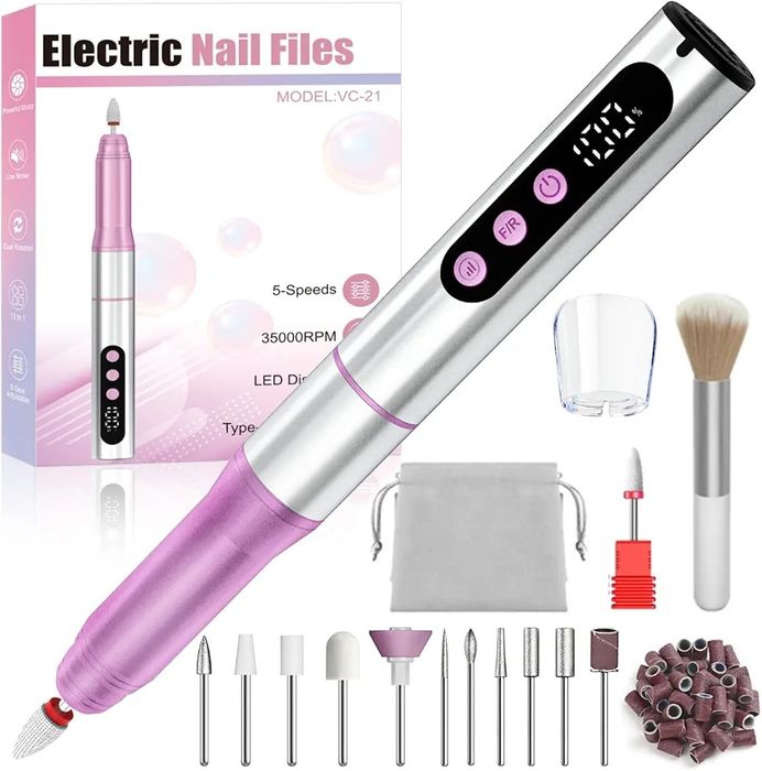 Oukzon bezprzewodowa elektryczna maszynka do paznokci – zestaw pilników do paznokci 13 w 1