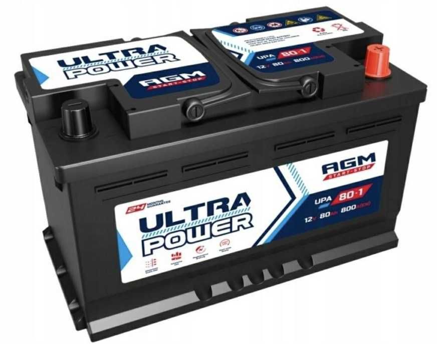 Akumulator UKRAIŃSKI ULTRA POWER AGM 12v 80ah 800a P+ Radom wysyłka