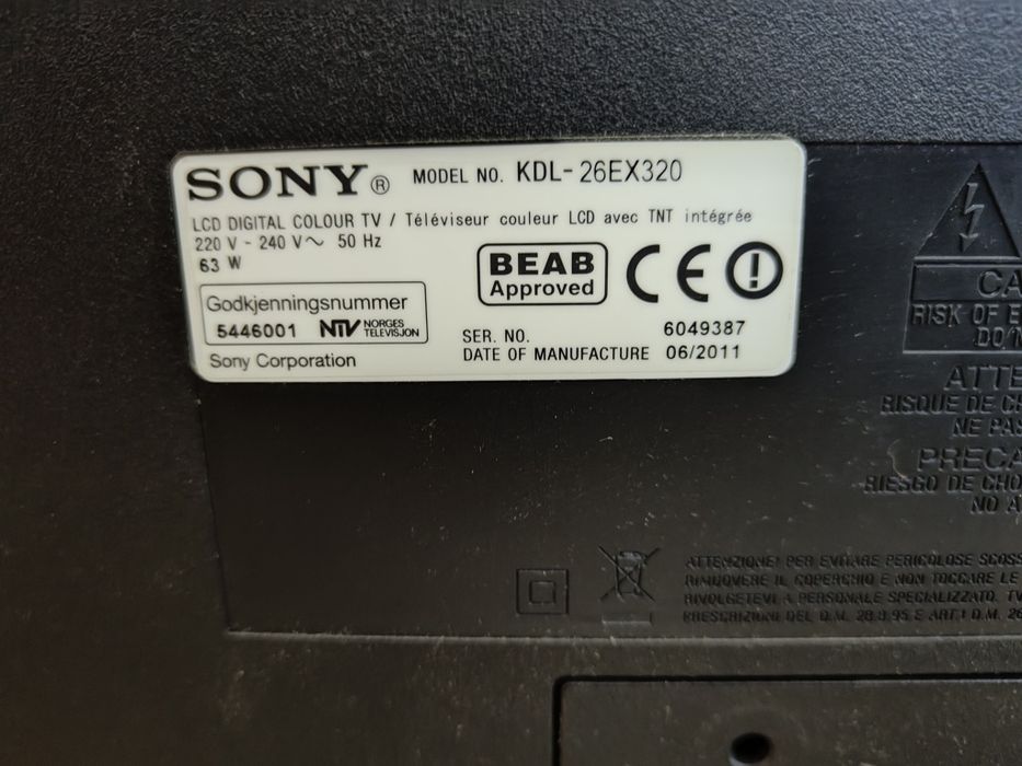TV 26'  SONY  KDL-26EX320  stan BDB