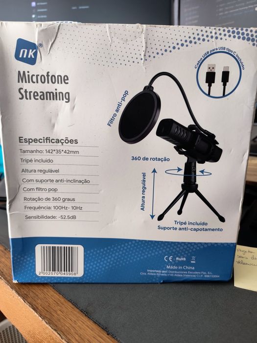 NK Microphone for Streaming with USB-C, Tripod, and Pop Filter – Excellent Condition64284418141441121