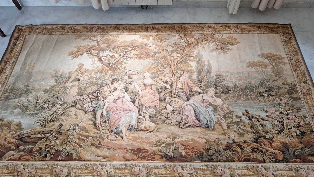 Magnífica Tapeçaria de Parede Grande (Estilo Aubusson) (1.64 x 2.94 m)