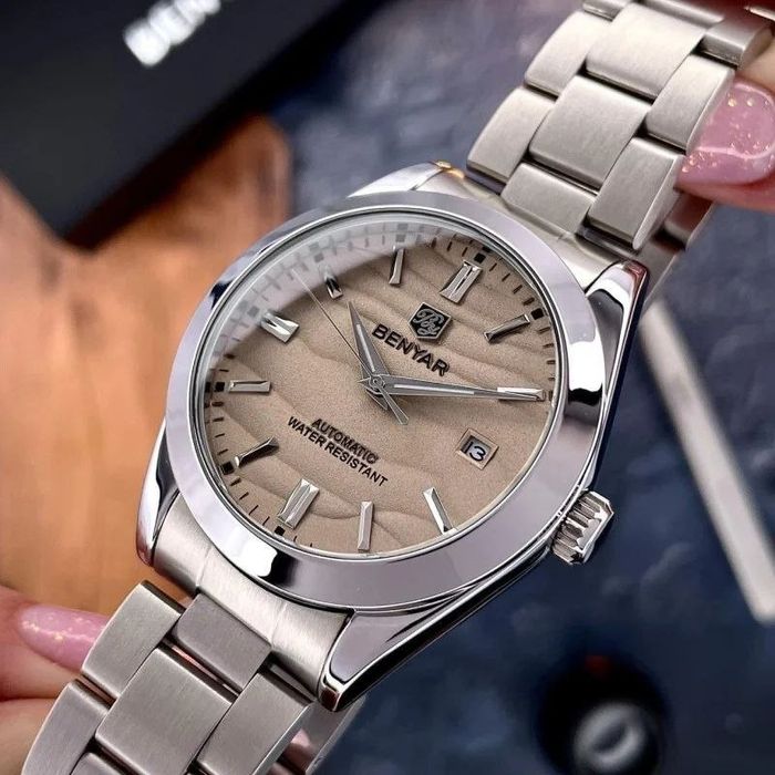 Годинник Benyar у стилі Wave Dial Yellow: Механічний з автопідзаводом, Сталевий